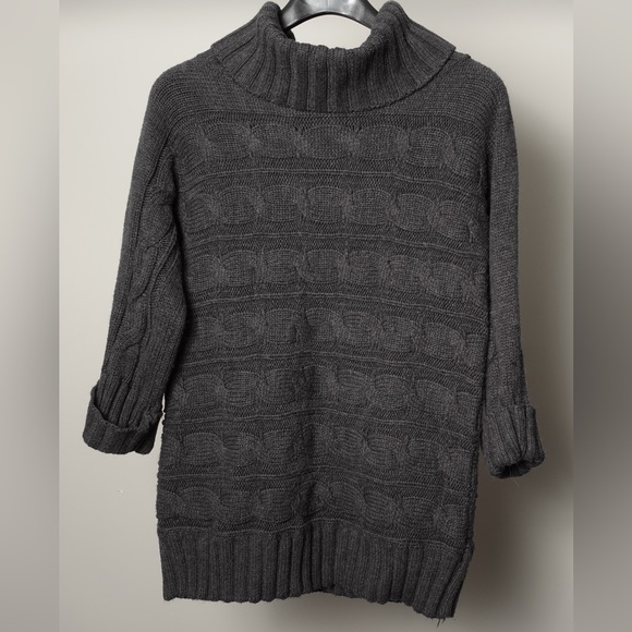 Pure Alfred Sung Grey Cable Knit 3/4 Sleeved Sweater Size XL - Picture 1 of 6